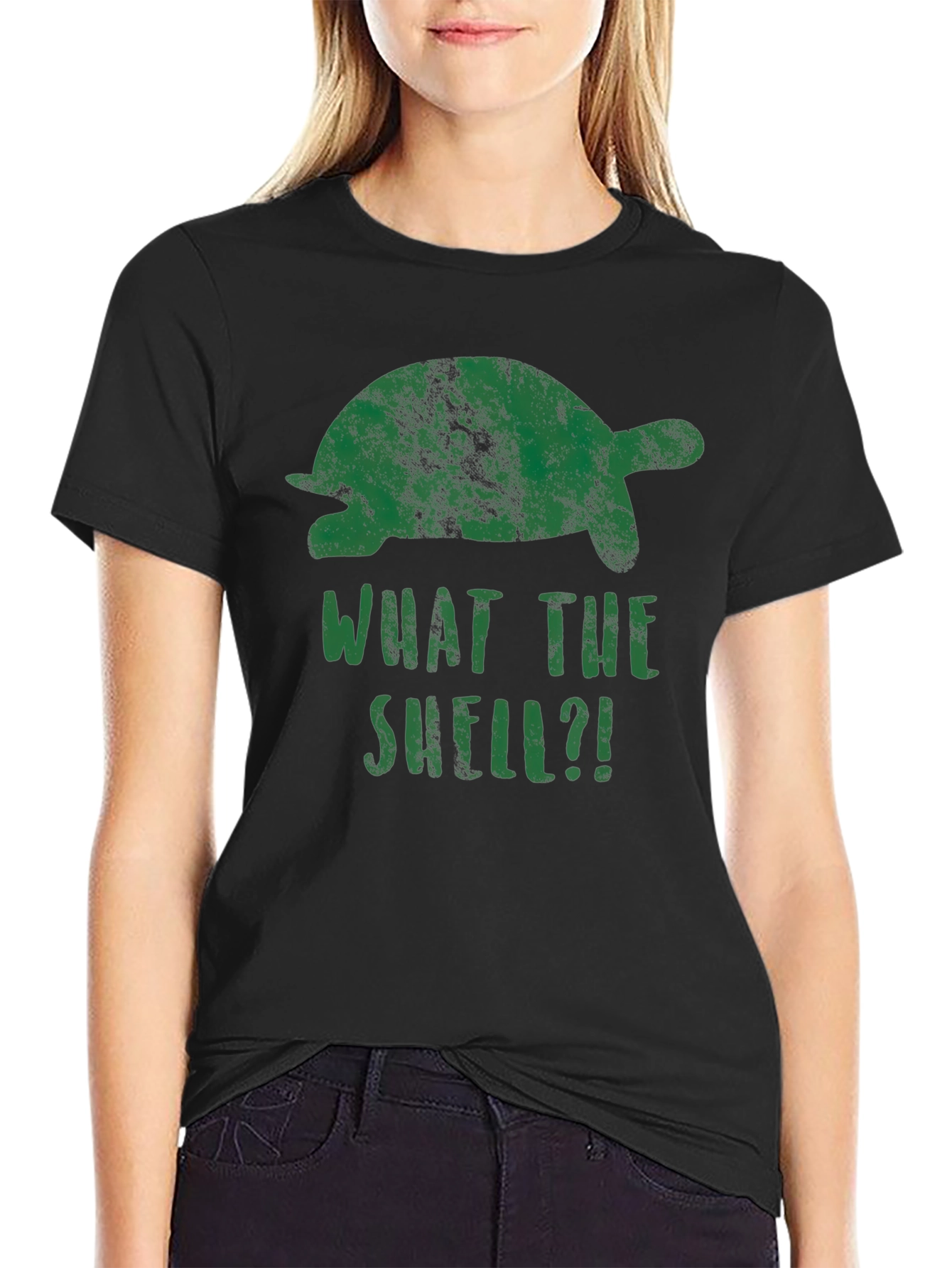 What The Shell?! Turtle Graphic Print T-Shirt