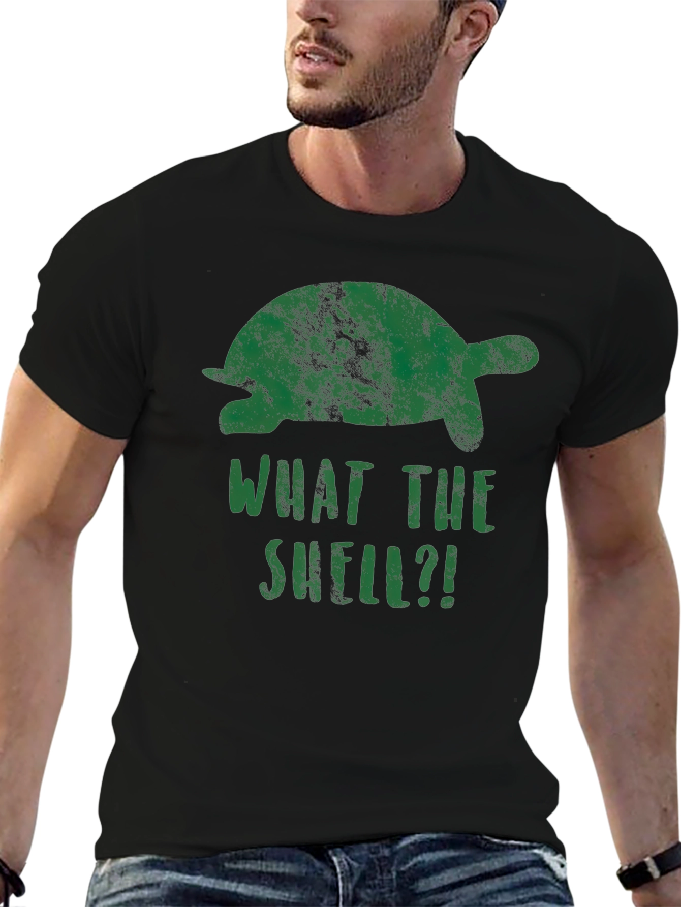What The Shell?! Turtle Graphic Print T-Shirt
