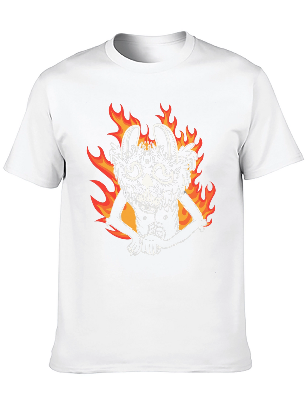 Fiery Rabbit Graphic Tee - Black Cotton Shirt