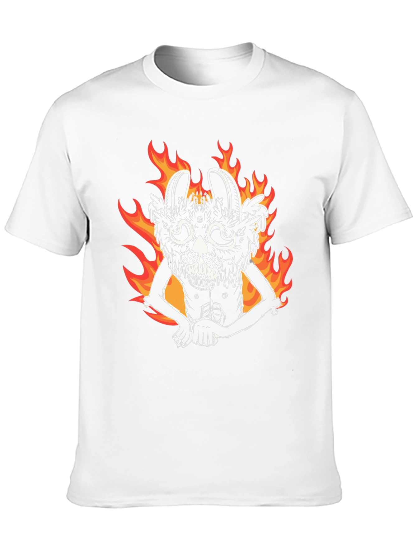 Fiery Rabbit Graphic Tee - Black Cotton Shirt