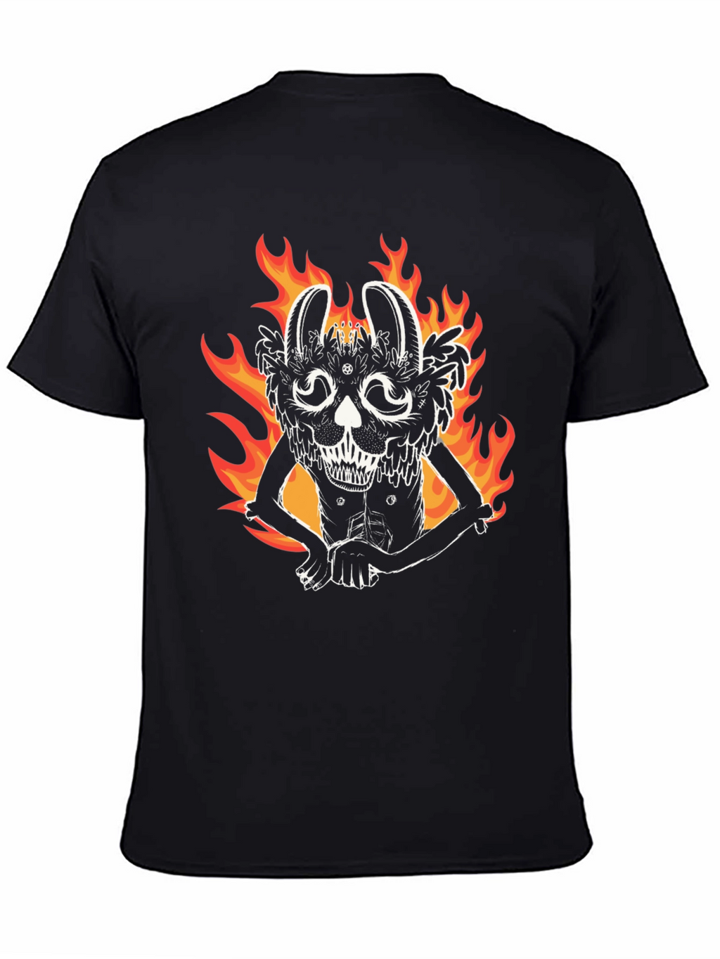 Fiery Rabbit Graphic Tee - Black Cotton Shirt
