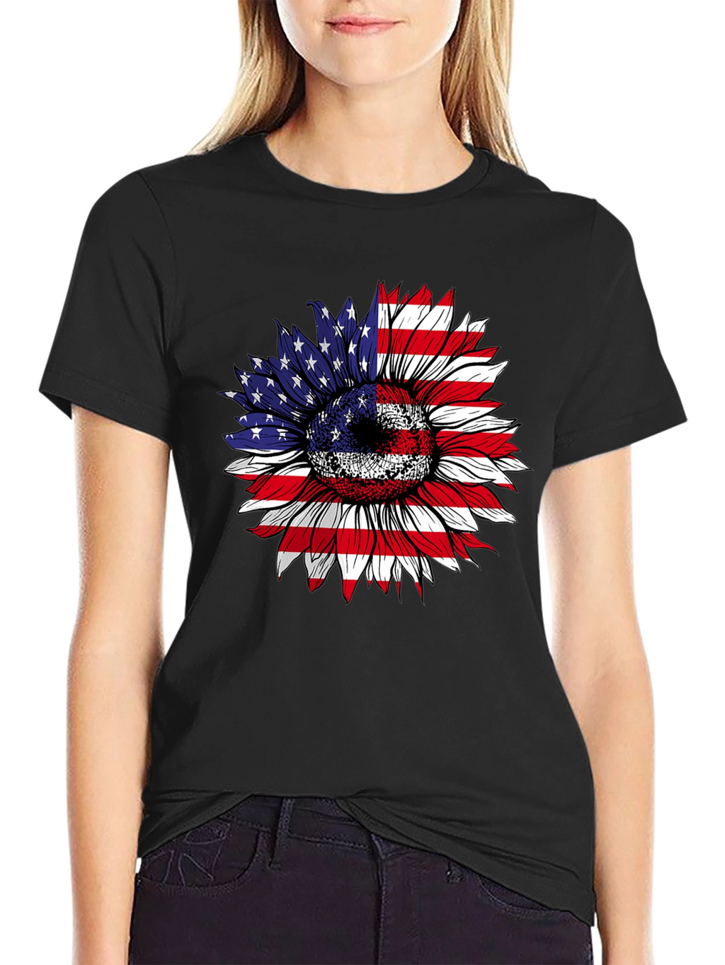 American Flag Sunflower Graphic Tee