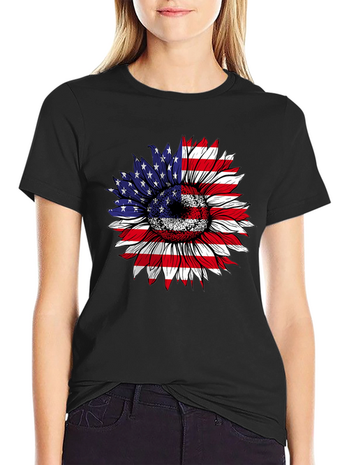 American Flag Sunflower Graphic Tee