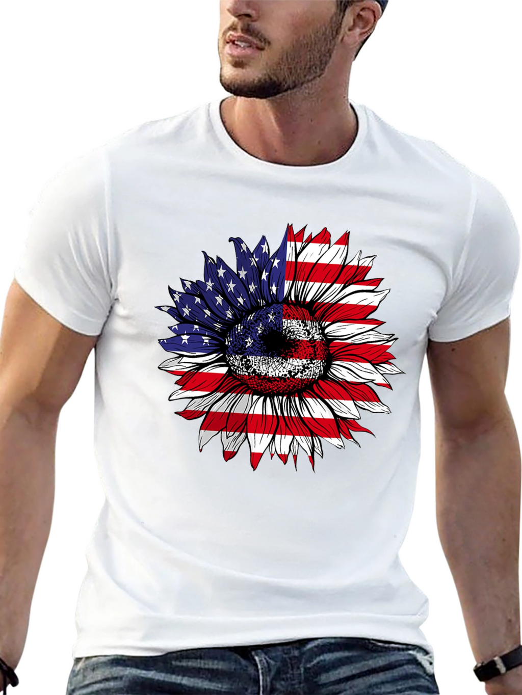 American Flag Sunflower Graphic Tee