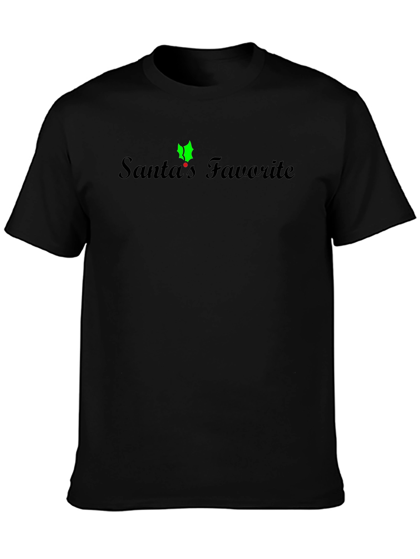 Santas Favorite Black T-Shirt - Holiday Cheer