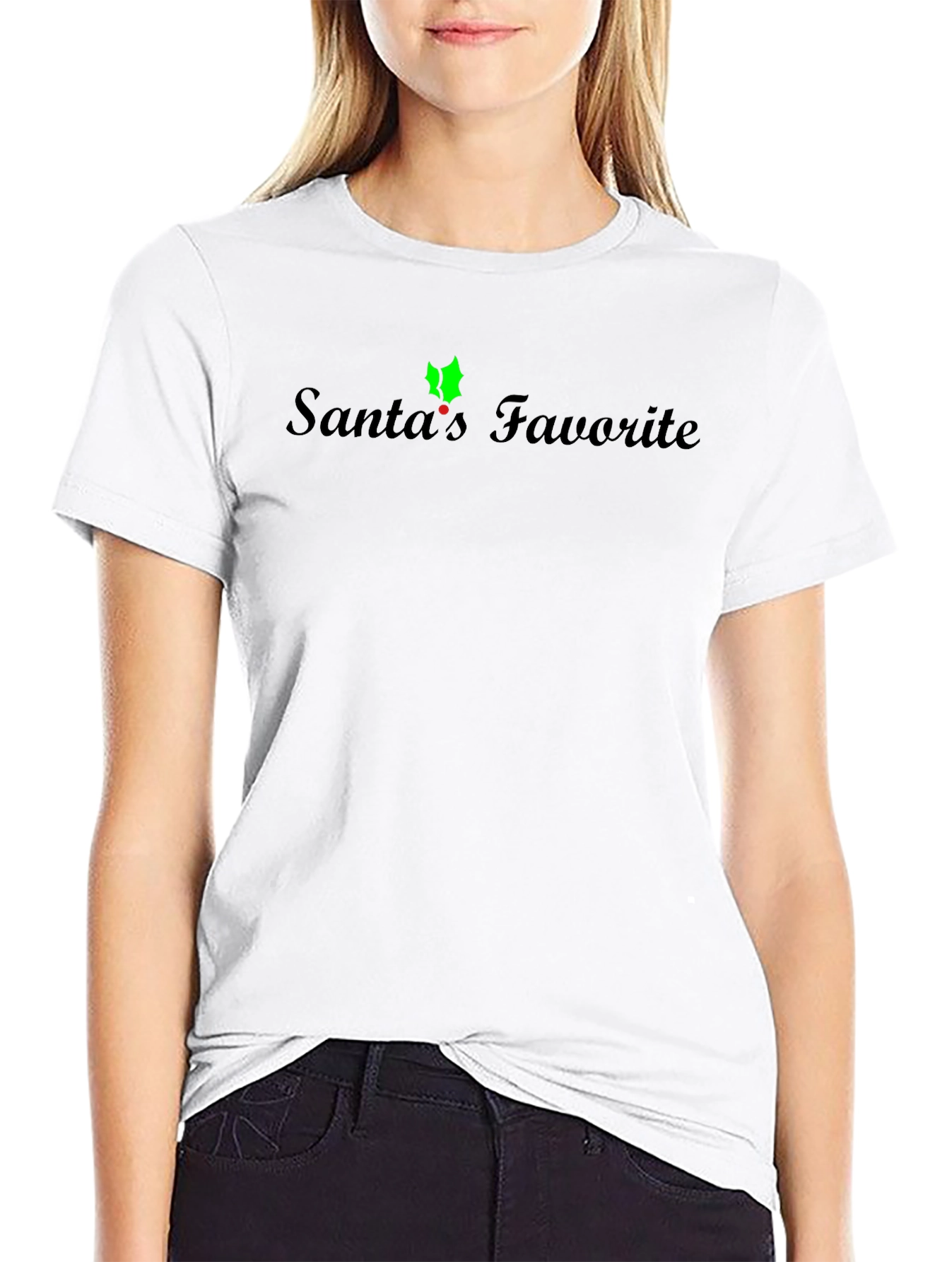 Santas Favorite Black T-Shirt - Holiday Cheer