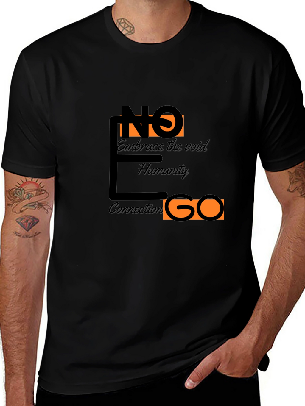 Abstract Graphic Black T-Shirt - Embrace Humanity