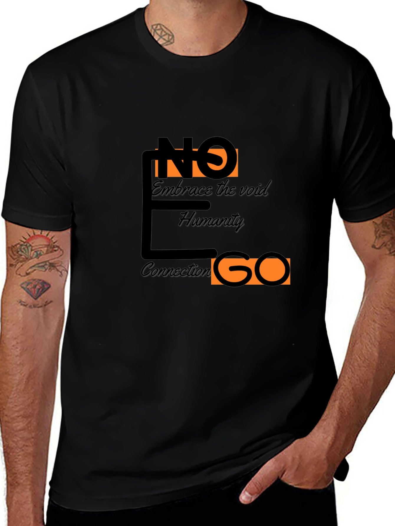 Abstract Graphic Black T-Shirt - Embrace Humanity