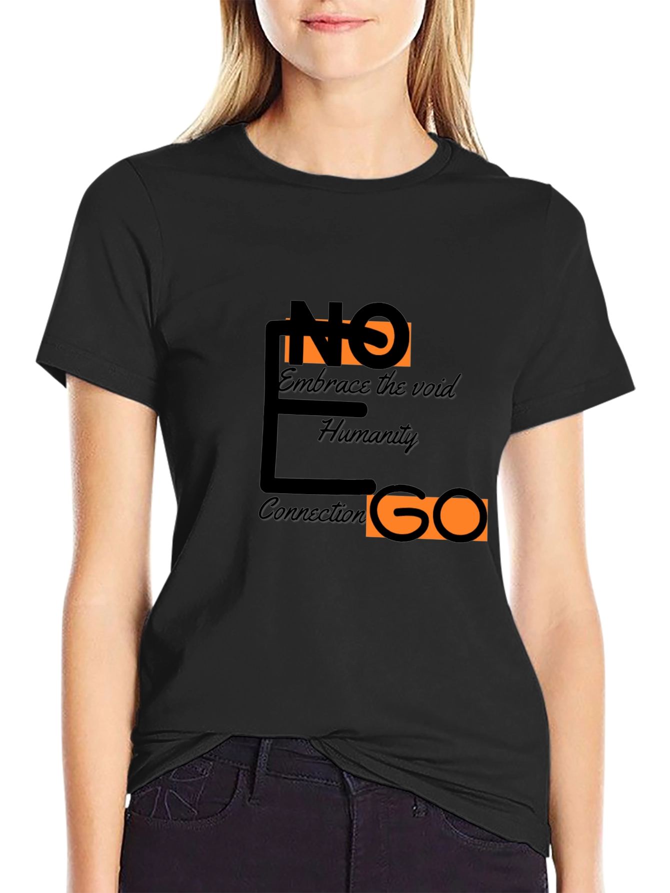 Abstract Graphic Black T-Shirt - Embrace Humanity