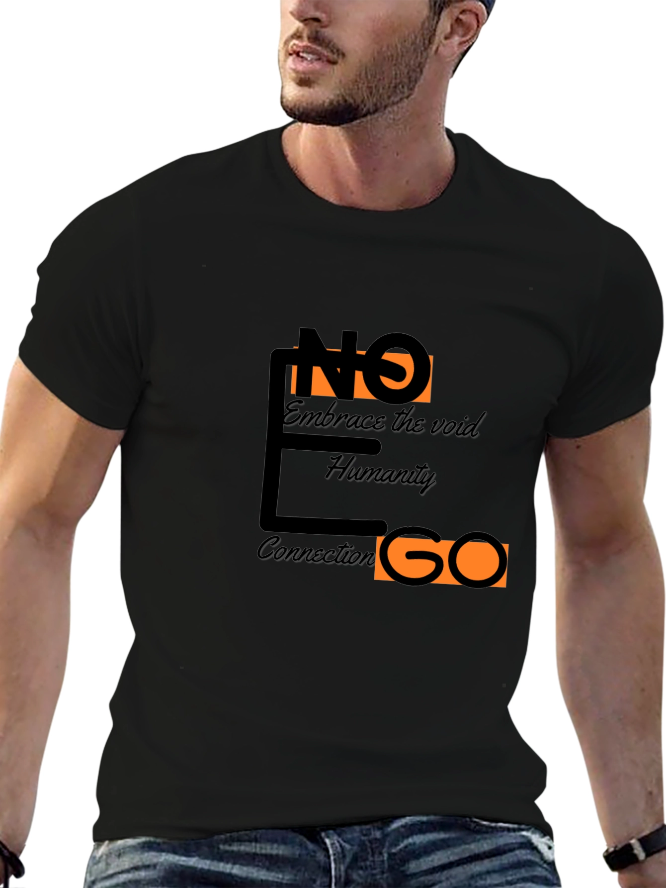 Abstract Graphic Black T-Shirt - Embrace Humanity
