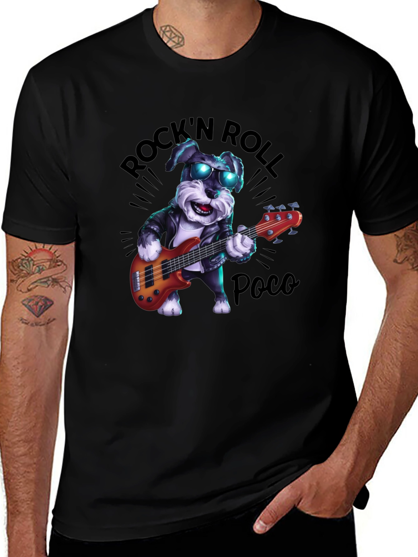Rock N Roll Dog Graphic T-Shirt