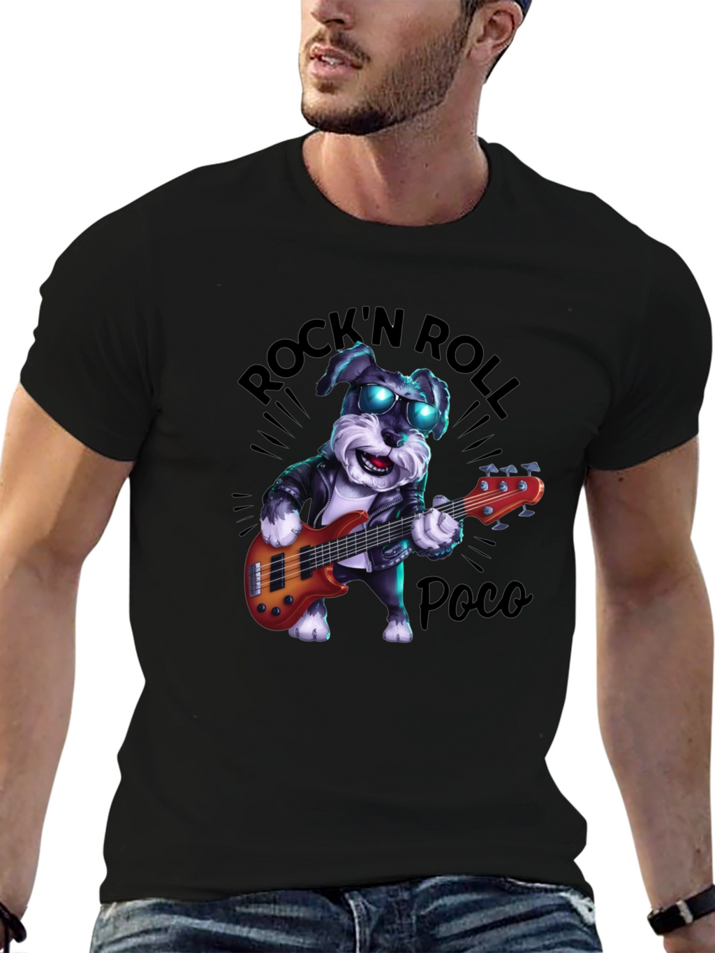 Rock N Roll Dog Graphic T-Shirt