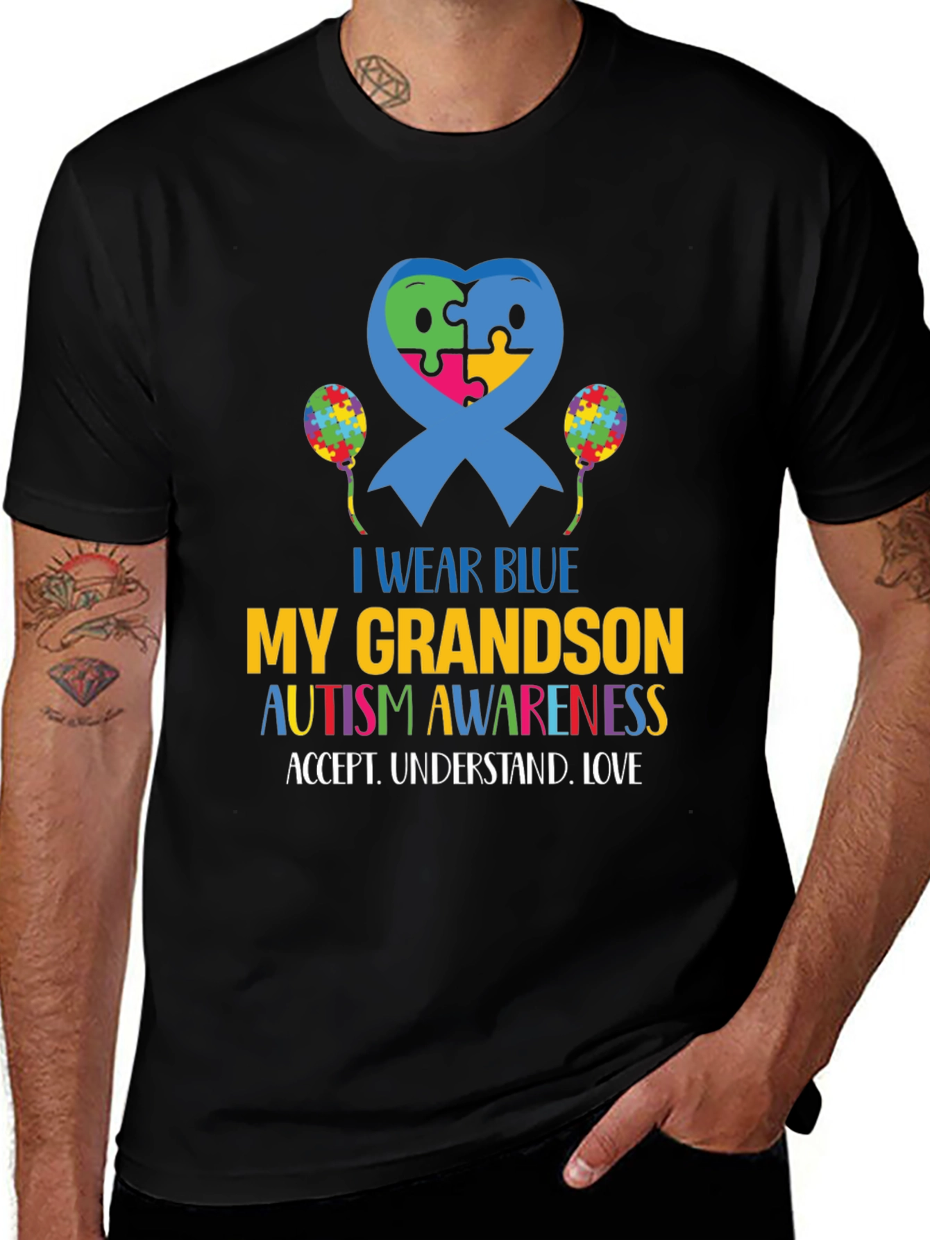 Autism Awareness T-Shirt: I Wear Blue for My Grandson