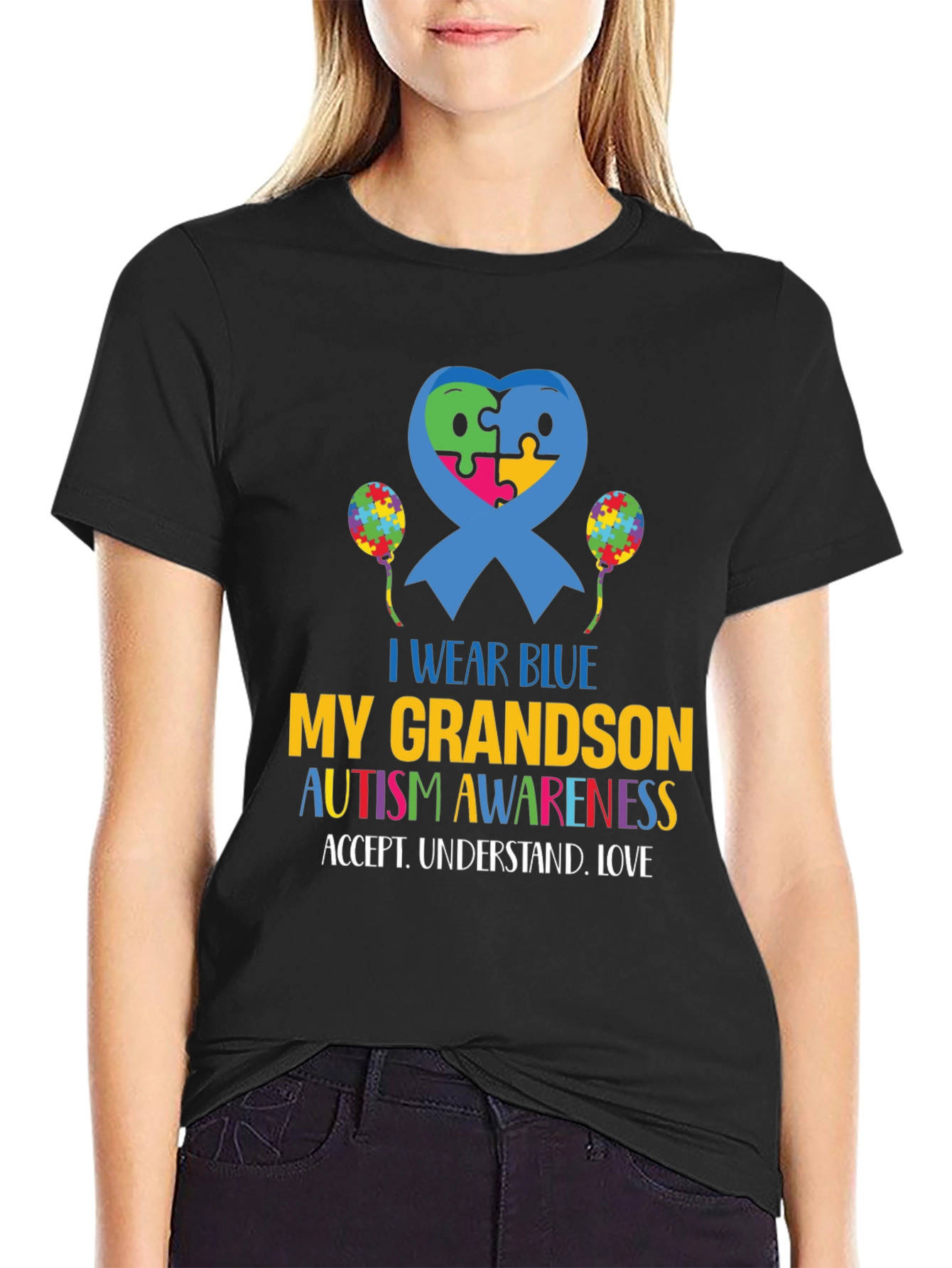 Autism Awareness T-Shirt: I Wear Blue for My Grandson
