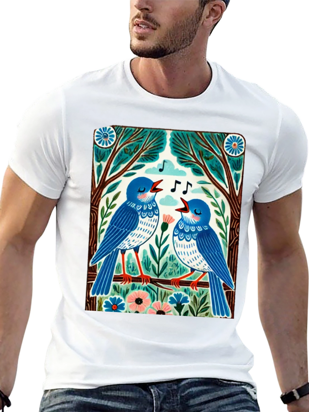 Singing Birds Graphic Tee - Unique Design
