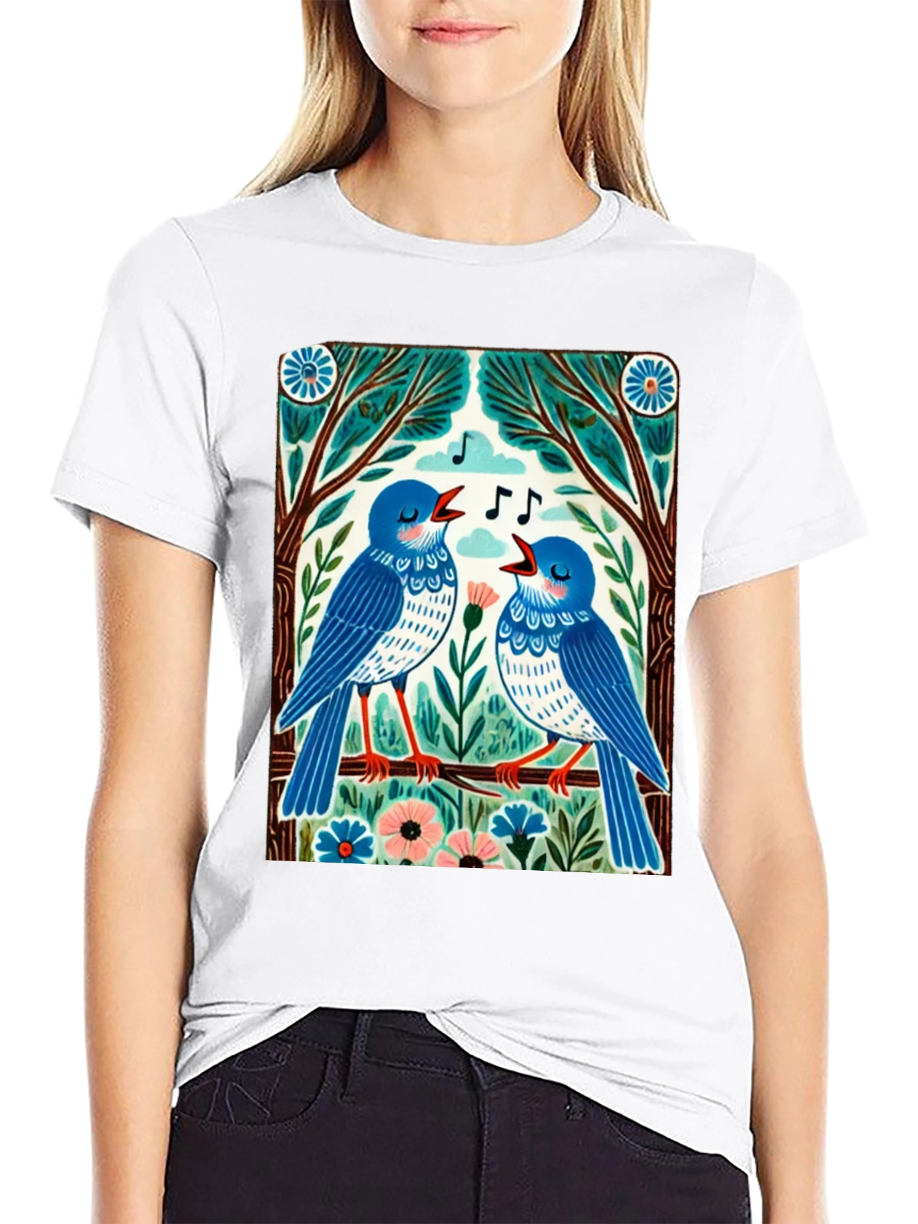 Singing Birds Graphic Tee - Unique Design