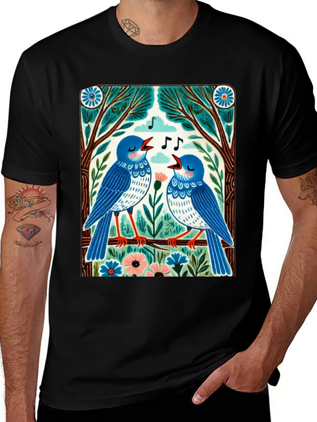 Singing Birds Graphic Tee - Unique Design