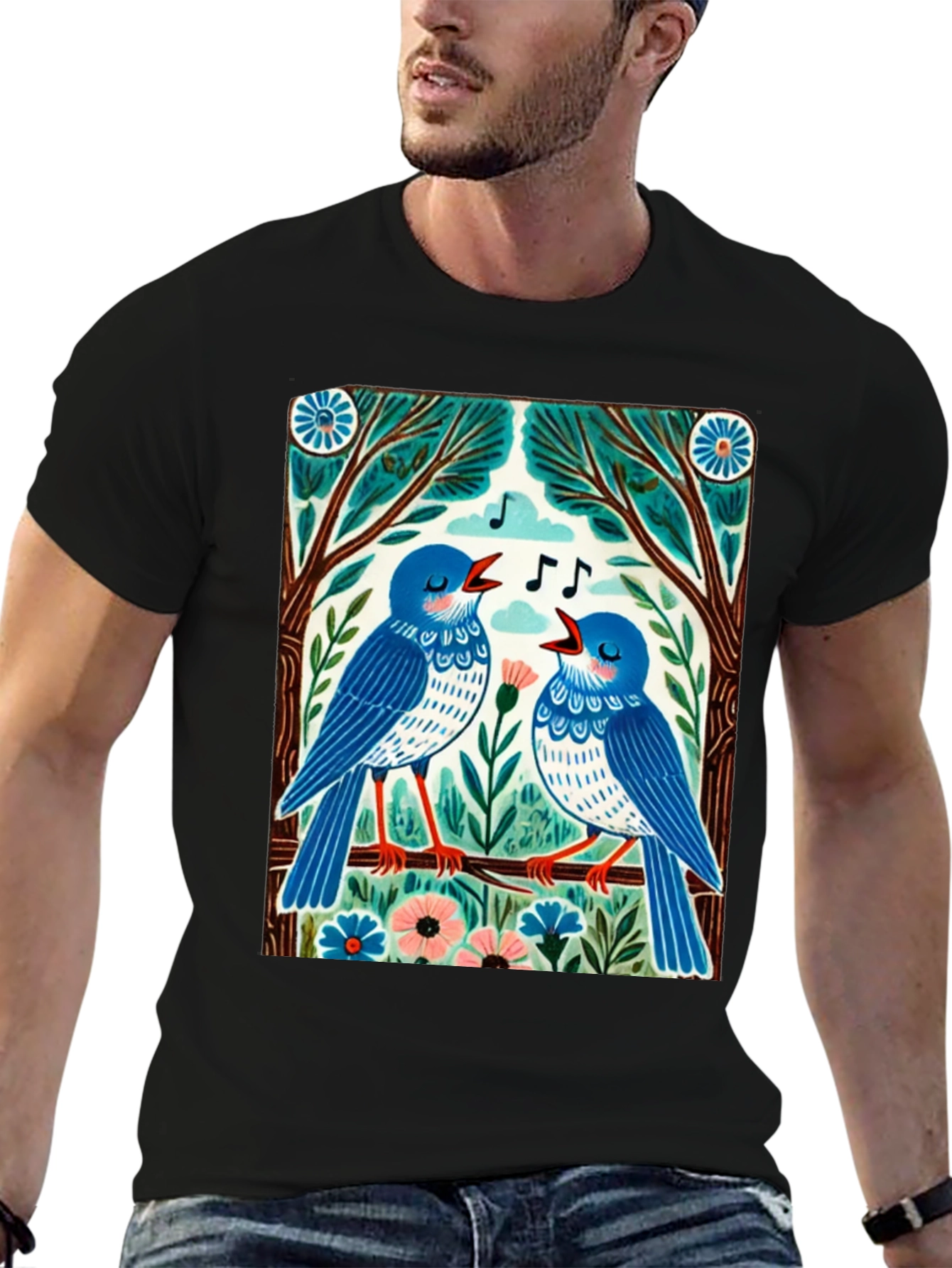 Singing Birds Graphic Tee - Unique Design