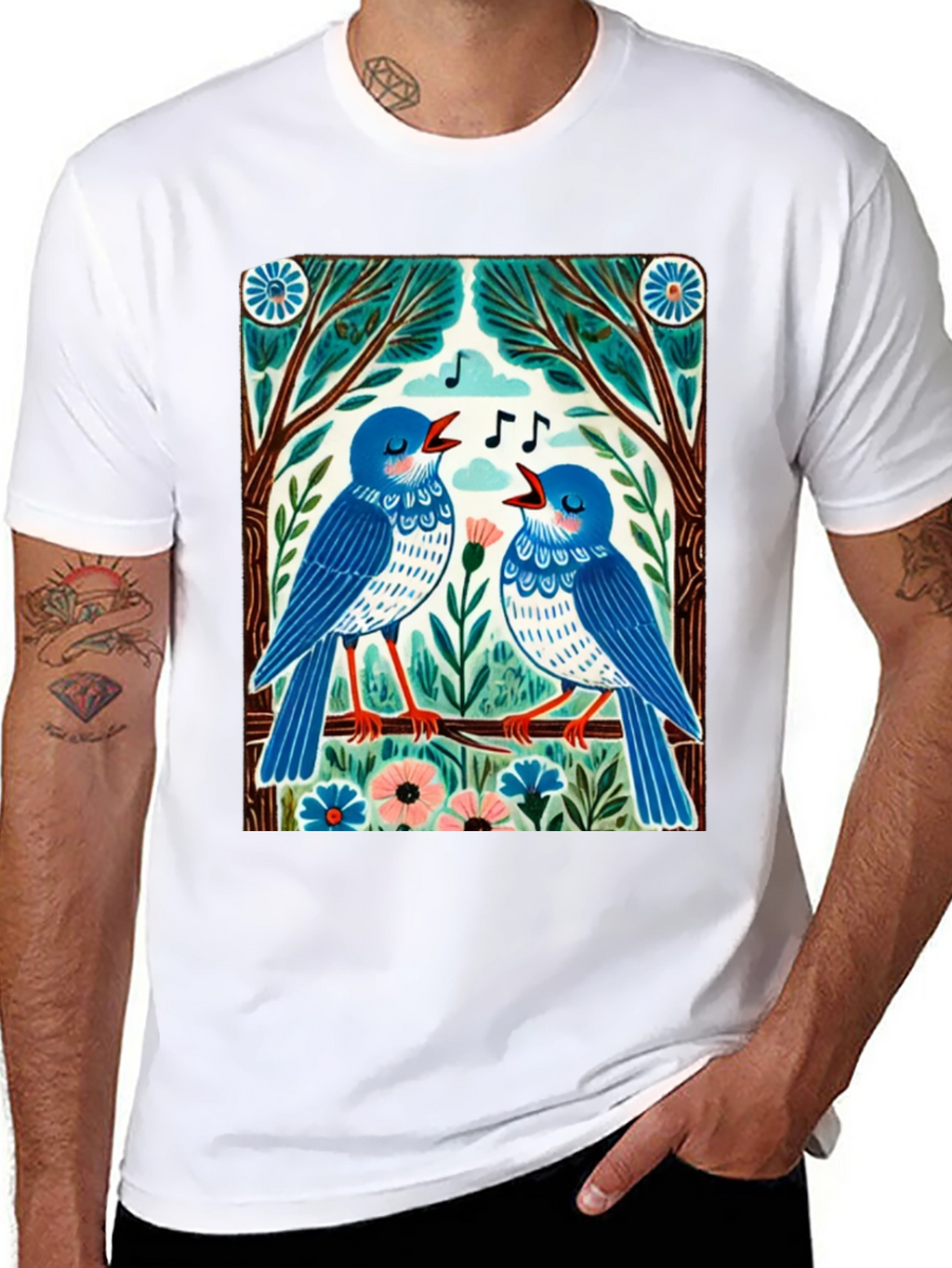 Singing Birds Graphic Tee - Unique Design