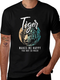 Tiger Makes Me Happy T-Shirt - Soft Cotton Blend