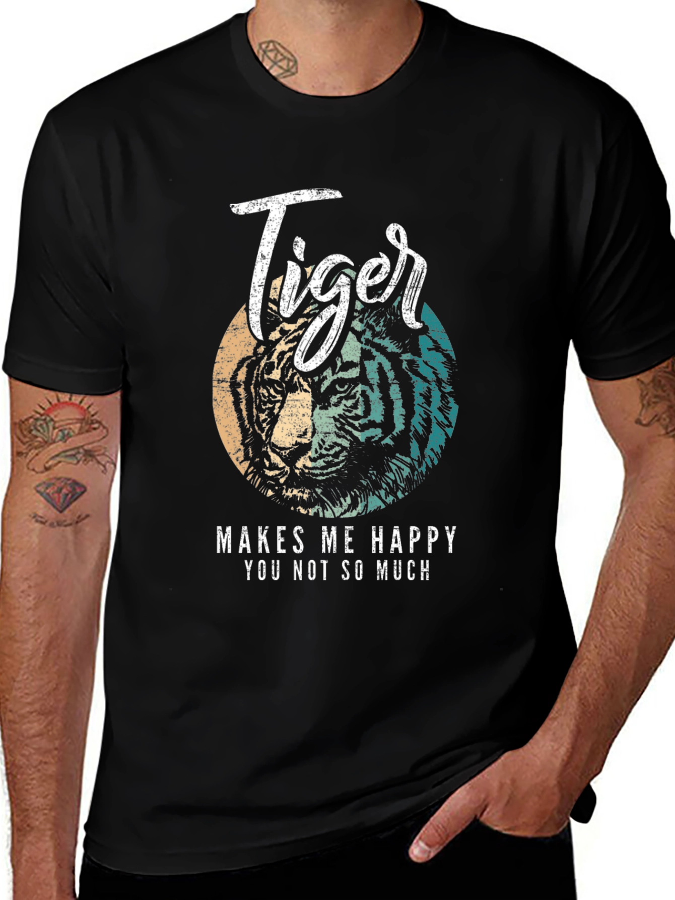 Tiger Makes Me Happy T-Shirt - Soft Cotton Blend