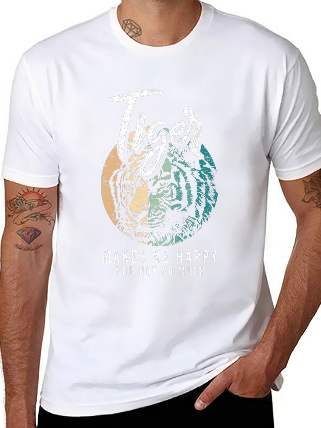 Tiger Makes Me Happy T-Shirt - Soft Cotton Blend