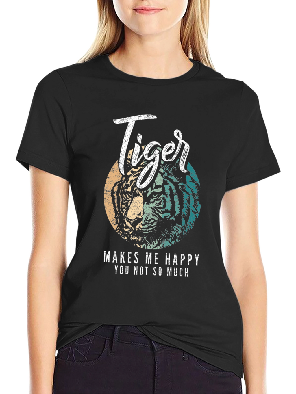 Tiger Makes Me Happy T-Shirt - Soft Cotton Blend