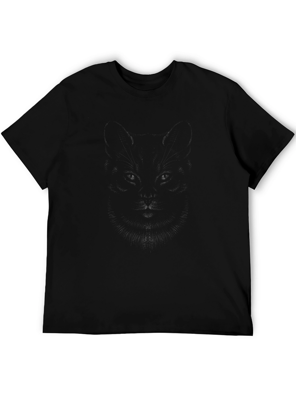 Mens Black Graphic Tee - Dark Cat Design