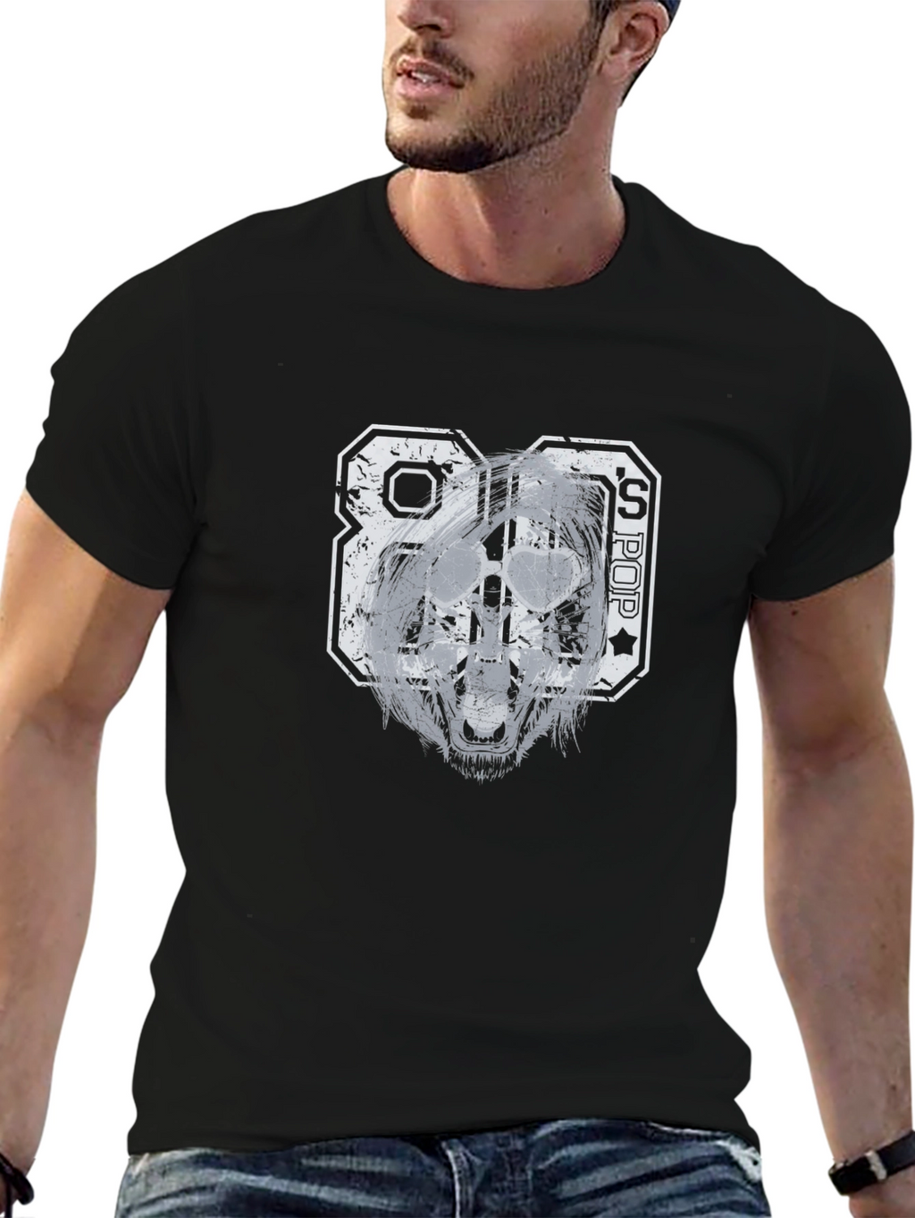 80s Pop Graphic T-Shirt - Distressed Print