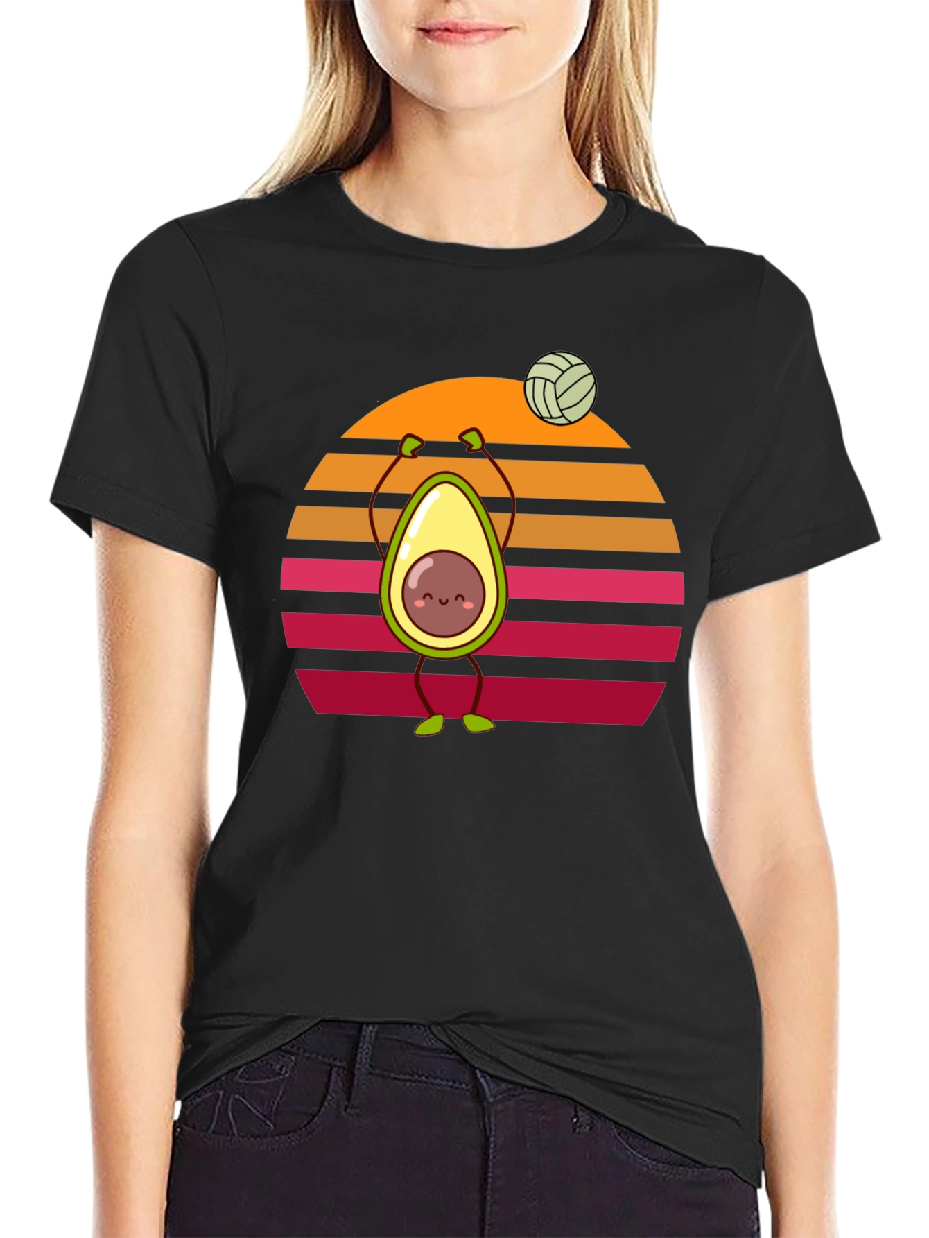 Avocado Volleyball Sunset T-Shirt