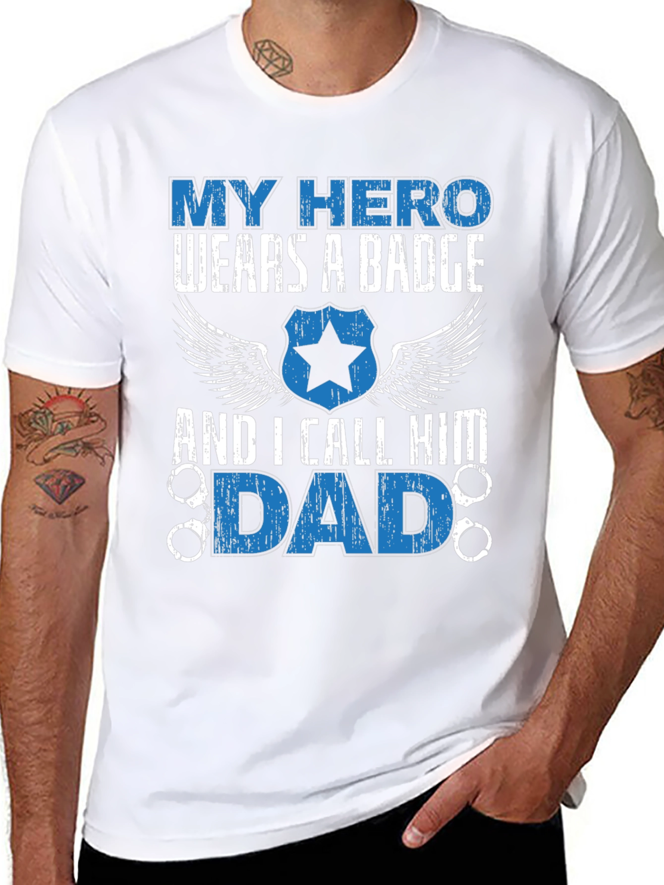 My Hero Wears a Badge Dad T-Shirt