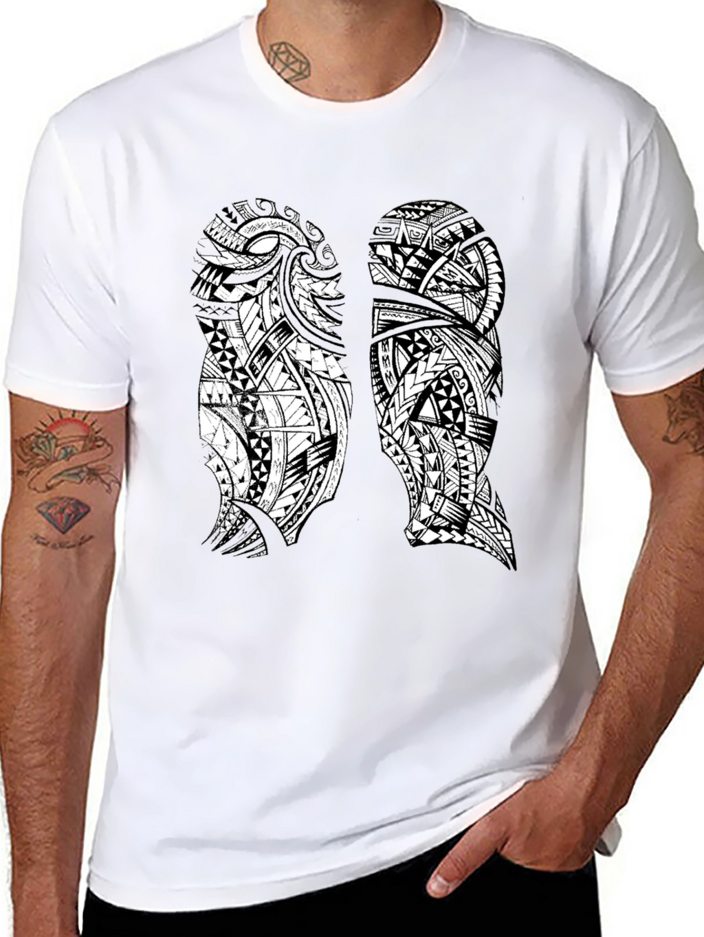 Tribal Lung Print Black T-Shirt