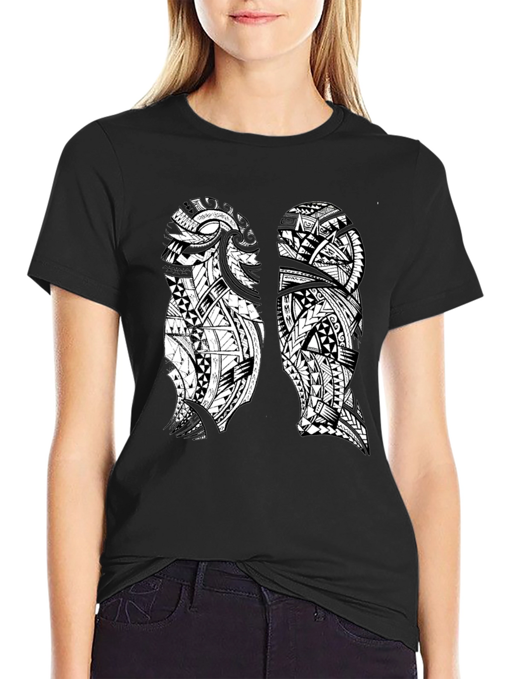 Tribal Lung Print Black T-Shirt