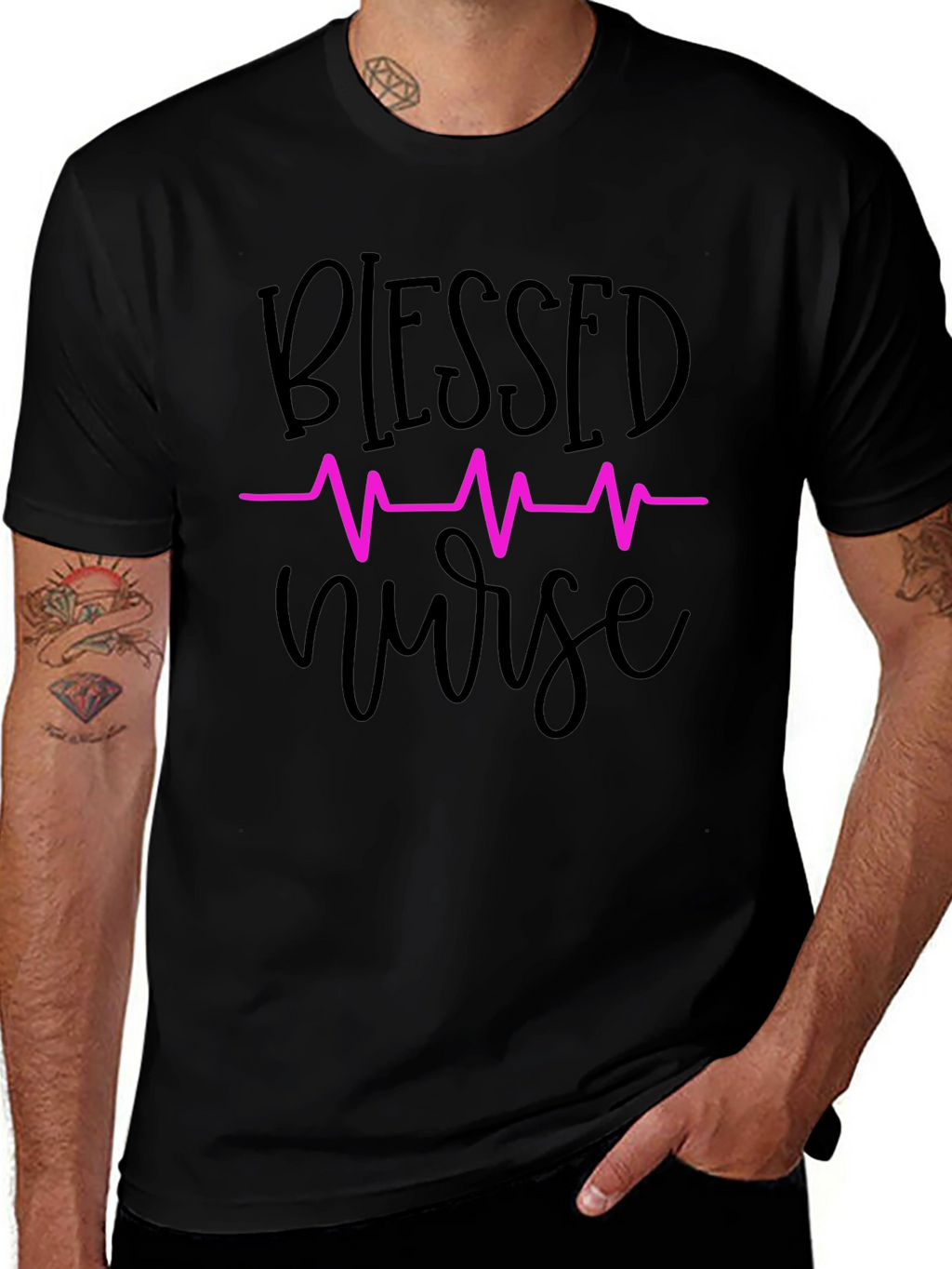 Blessed Nurse T-Shirt - Heartbeat Design