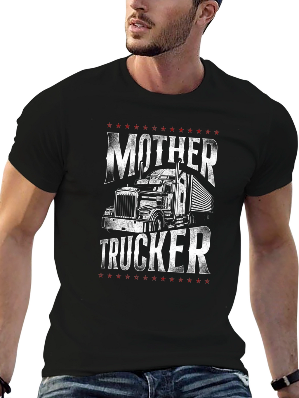 Mother Trucker Graphic T-Shirt - Black