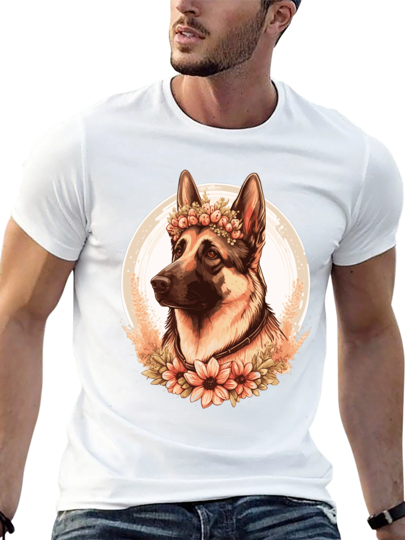 German Shepherd Flower Crown Graphic Tee