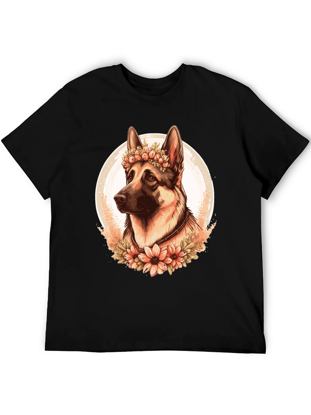 German Shepherd Flower Crown Graphic Tee