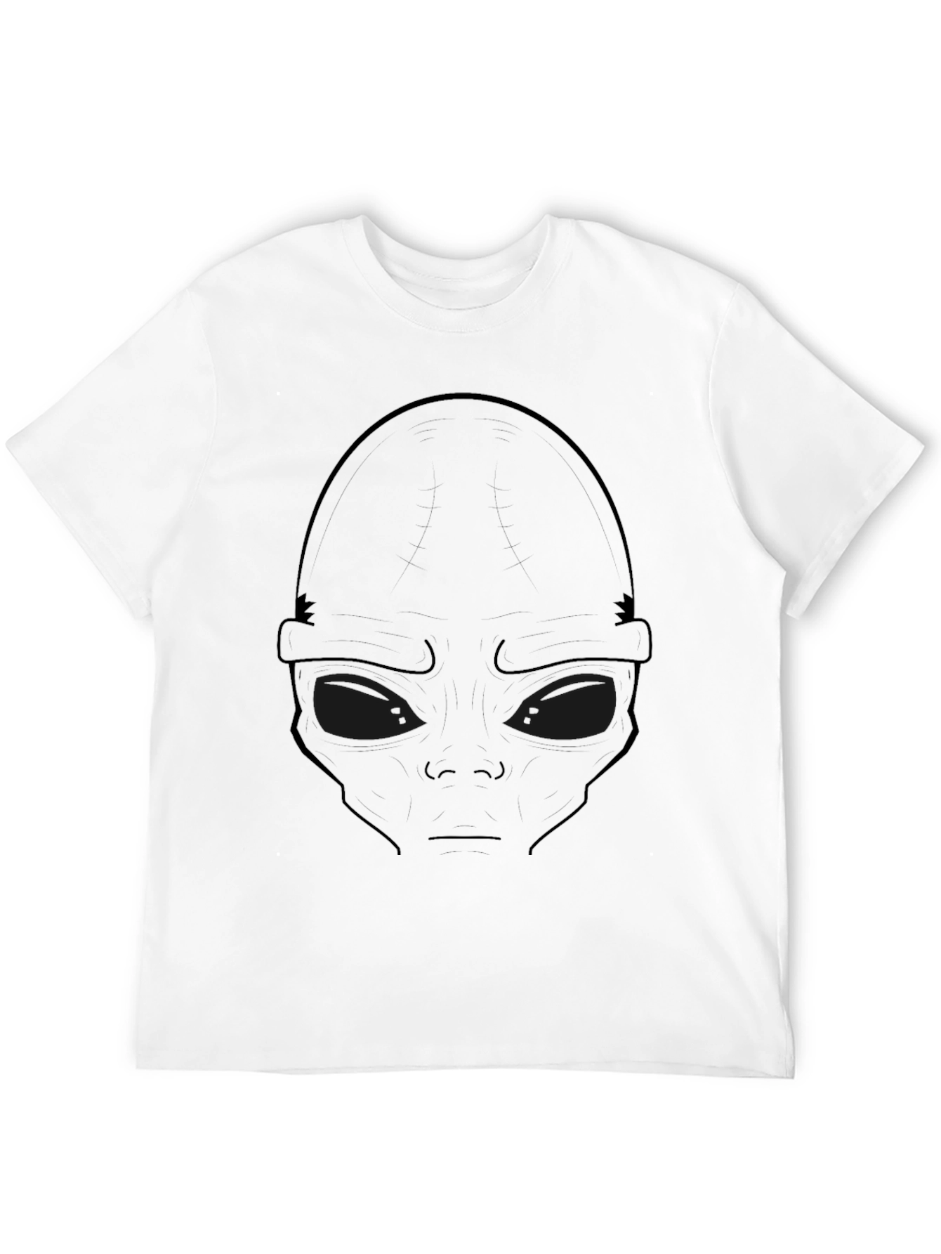 Alien Face Graphic T-Shirt - Black Casual Tee