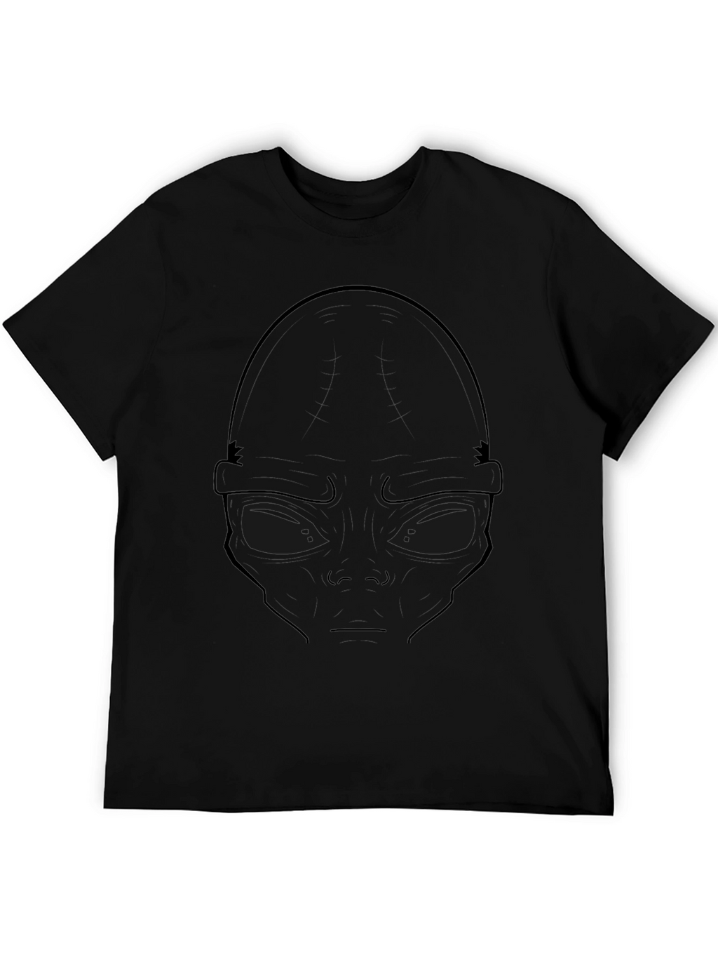 Alien Face Graphic T-Shirt - Black Casual Tee