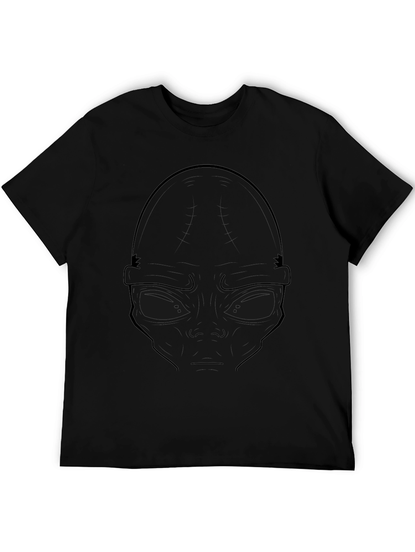 Alien Face Graphic T-Shirt - Black Casual Tee