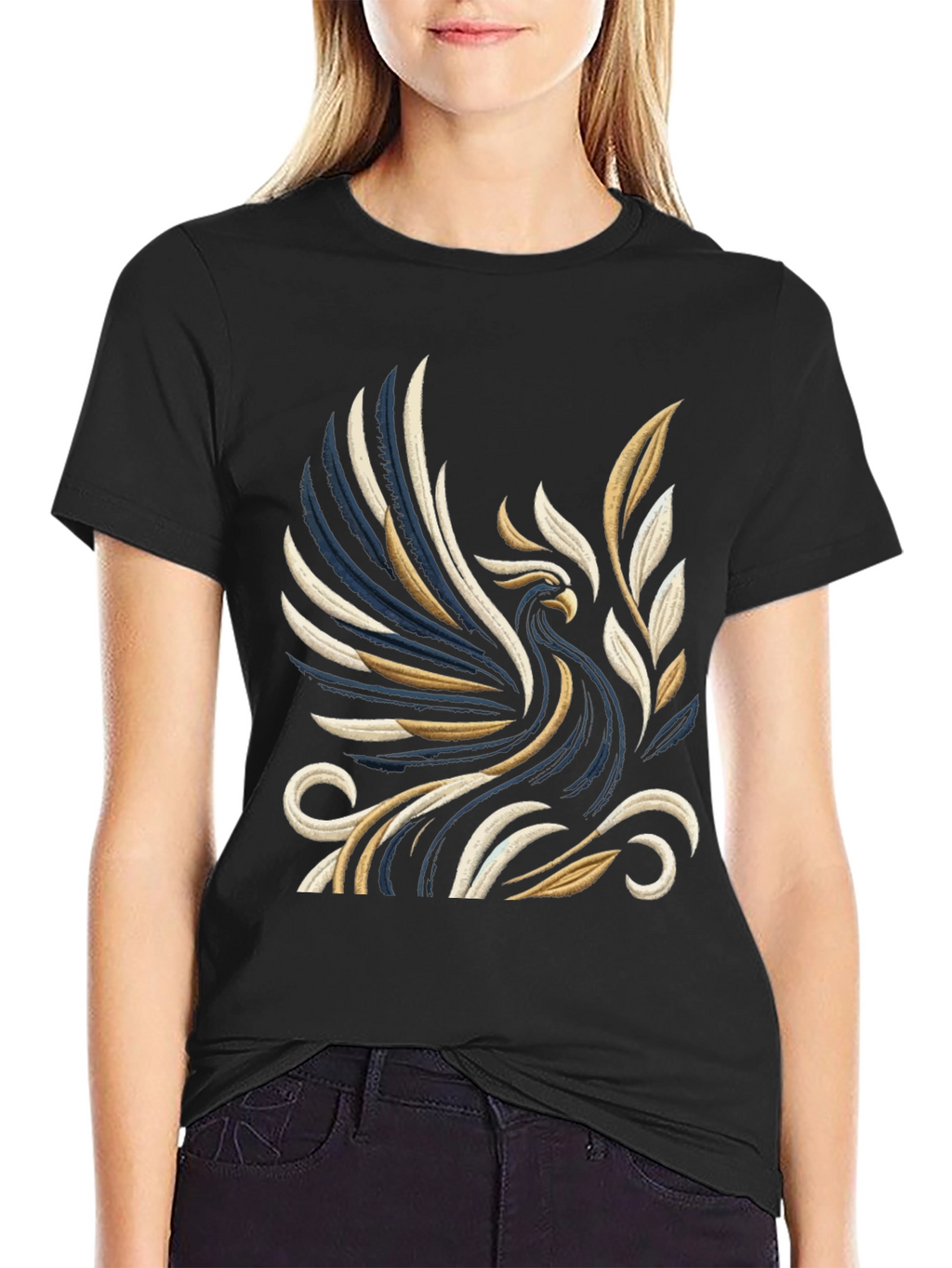 Phoenix Graphic Print Black T-Shirt