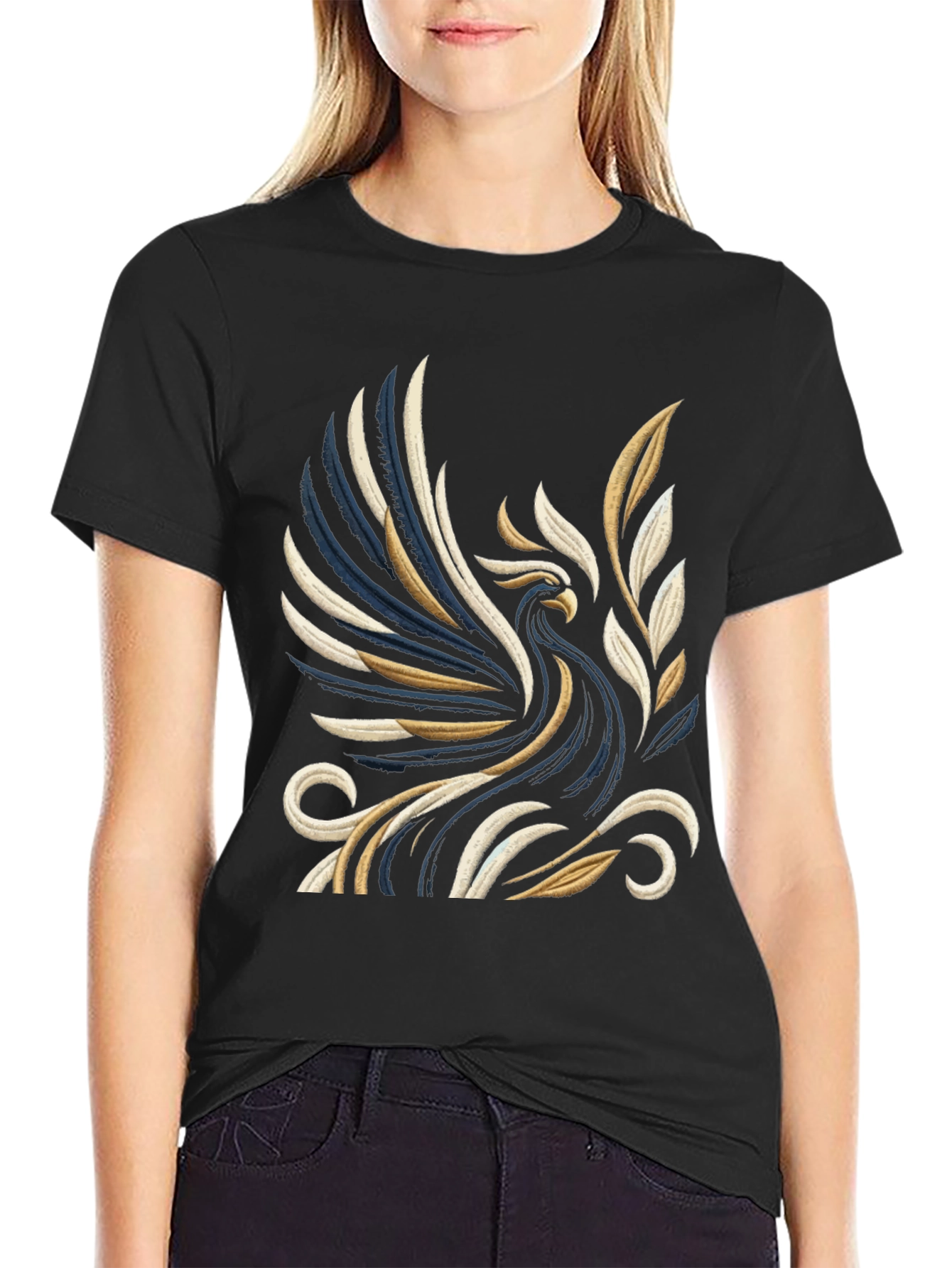 Phoenix Graphic Print Black T-Shirt