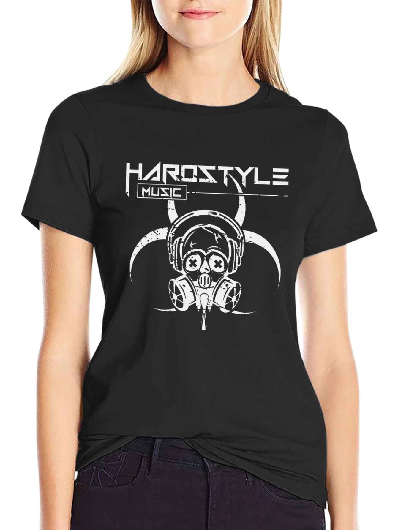 Hardstyle Music Black T-Shirt - Biohazard Gas Mask Design