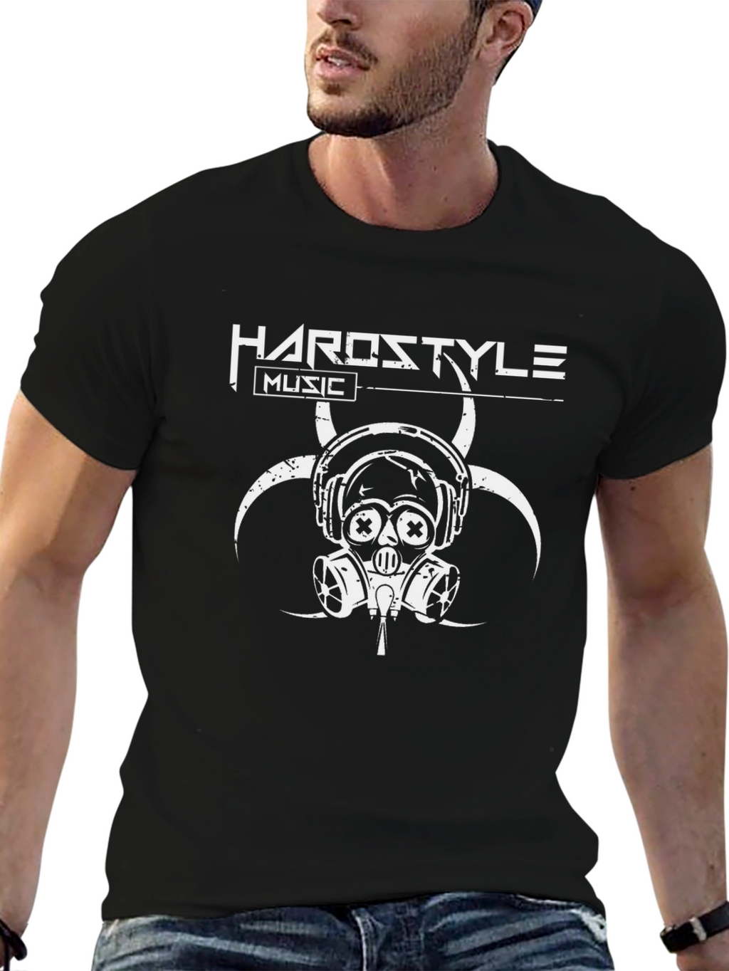 Hardstyle Music Black T-Shirt - Biohazard Gas Mask Design