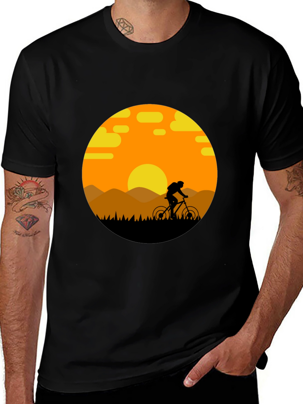 Mountain Biker Sunset Graphic Tee - Adventure Ready