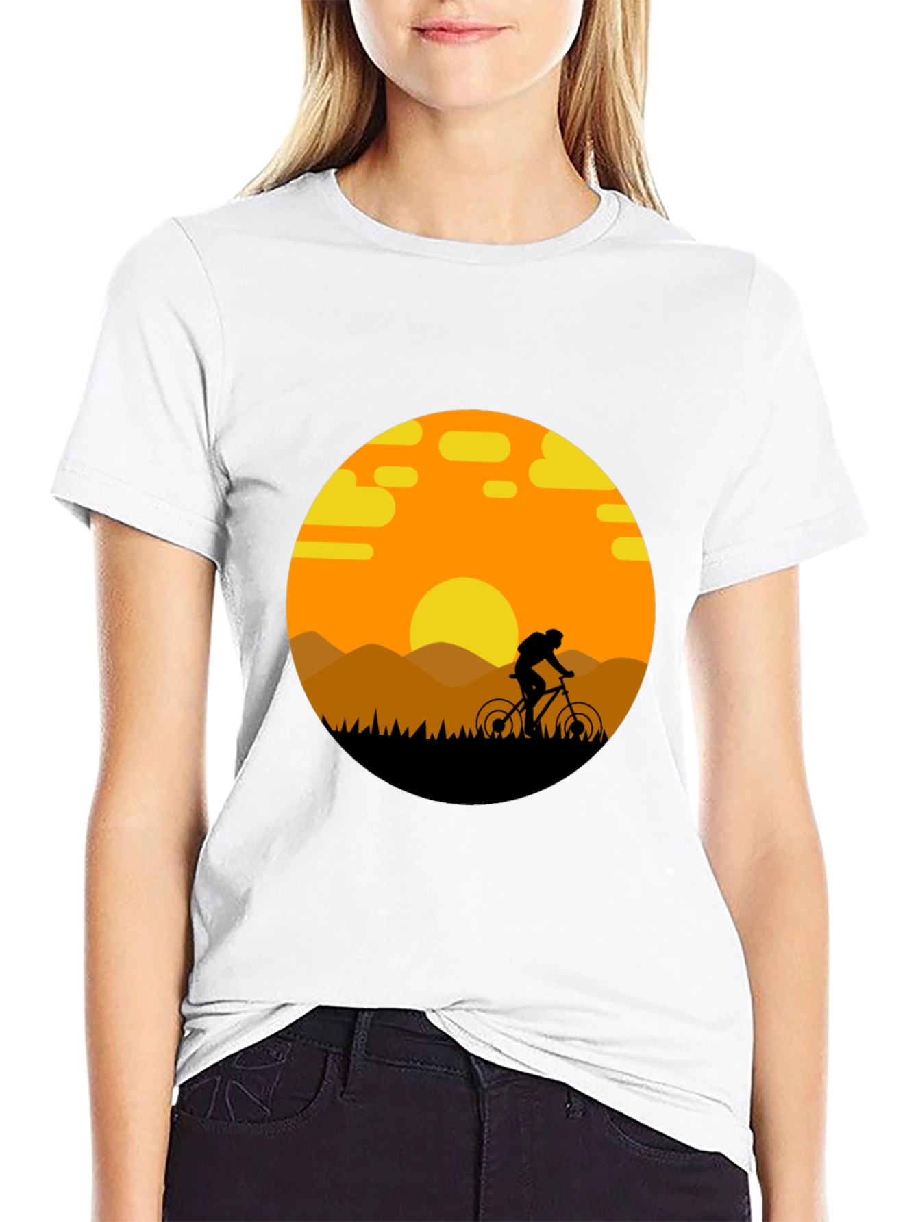 Mountain Biker Sunset Graphic Tee - Adventure Ready