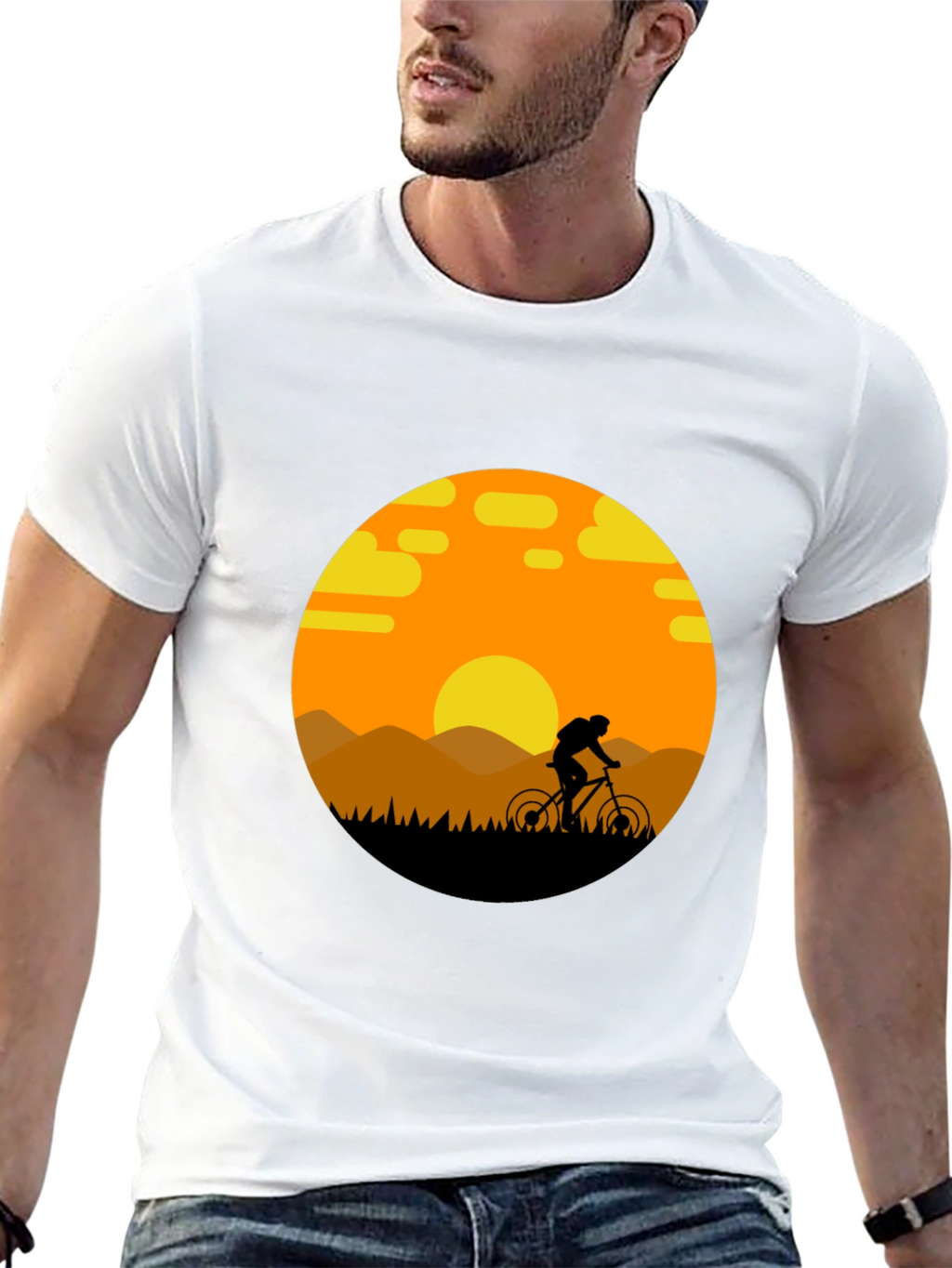 Mountain Biker Sunset Graphic Tee - Adventure Ready