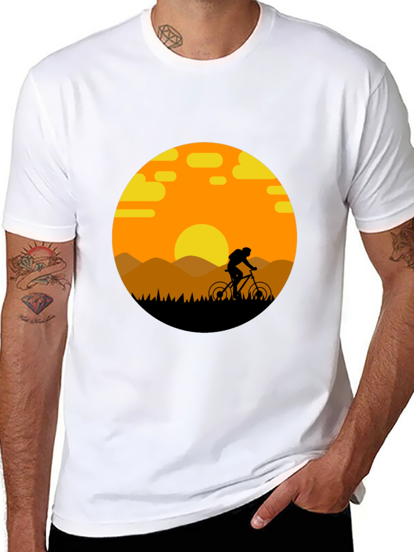 Mountain Biker Sunset Graphic Tee - Adventure Ready