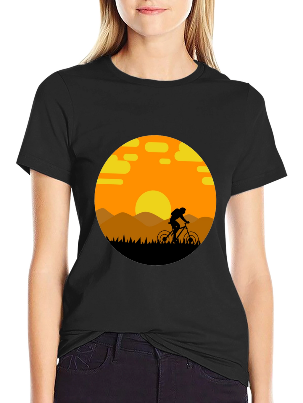 Mountain Biker Sunset Graphic Tee - Adventure Ready