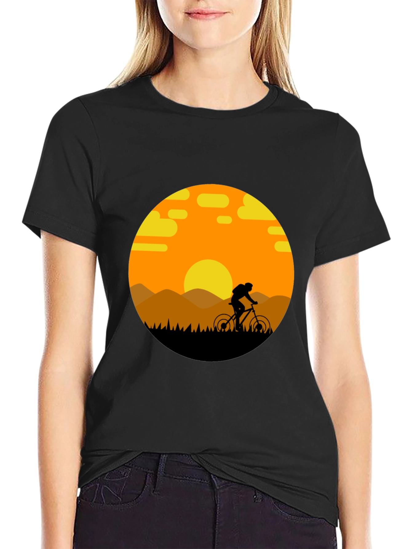 Mountain Biker Sunset Graphic Tee - Adventure Ready